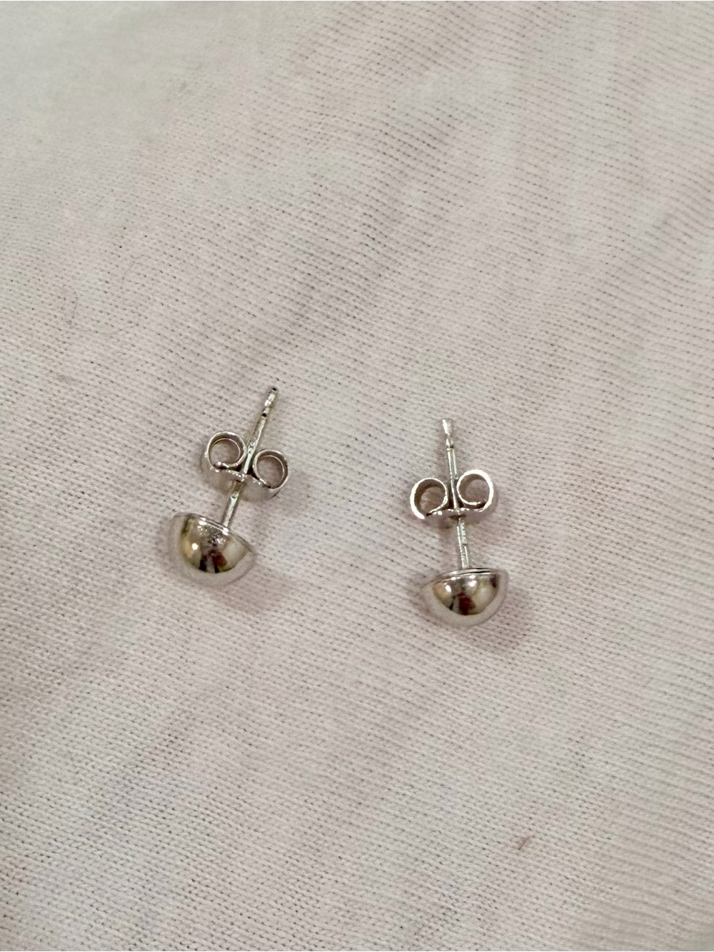 Solid White Gold, Half-Sphere Stud Earrings - Never Worn, Women Jewelry
